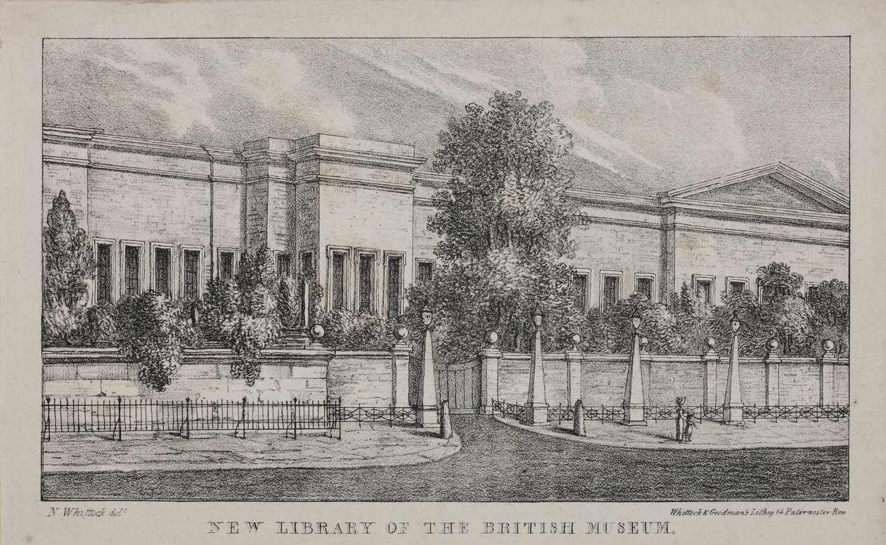 Veduta della nuova biblioteca al British Museum, c.1830 da Nathaniel Whittock