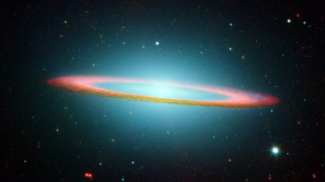 Parte della galassia Sombrero a infrarossi che mostra un anello fluttuante. Credito NASA. Scienza Astronomia da National Aeronautics and Space Administration National Aeronautics and Space Administration