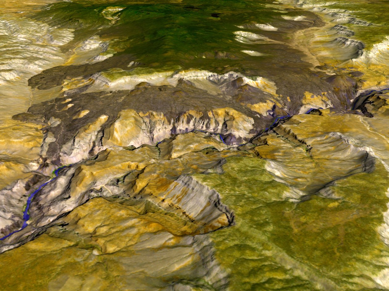 Immagine di emissione termica e riflessione satellitare del Grand Canyon, Arizona, USA da National Aeronautics and Space Administration National Aeronautics and Space Administration