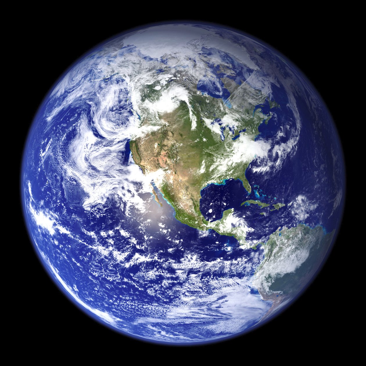 Vista satellitare della Terra con il Nord America al centro dell