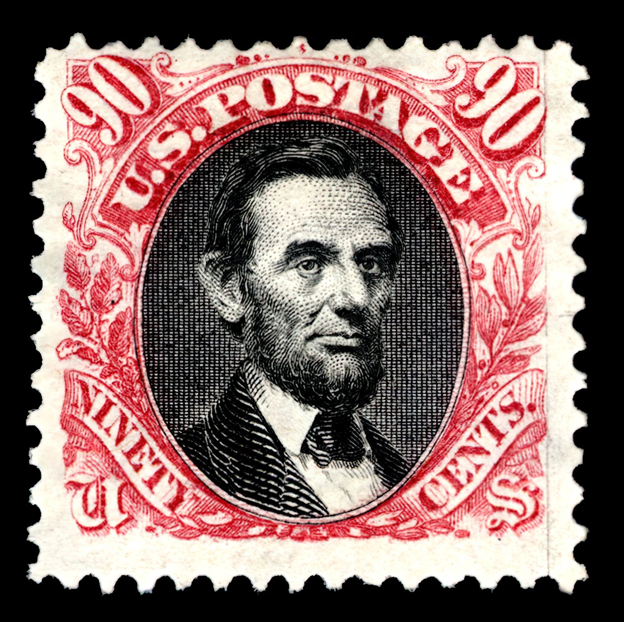 Francobollo da 90c di Abraham Lincoln (ristampa) da National Bank Note Company