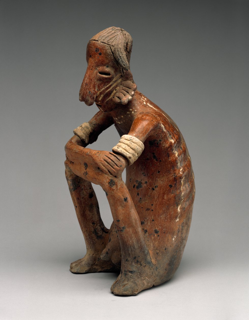 Uomo seduto emaciato, Proto-Classico, 100 a.C.-300 d.C. da Nayarit