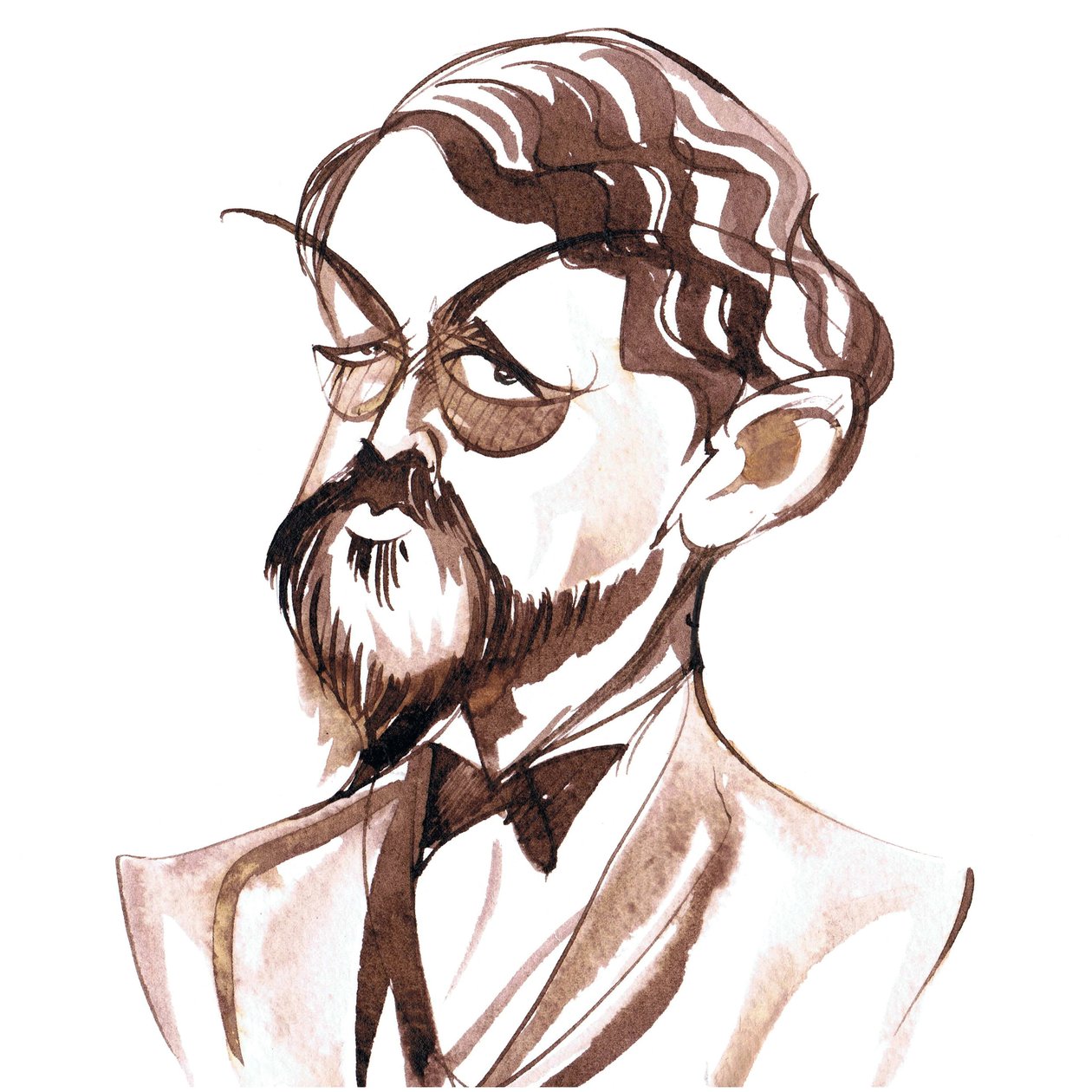 Achille-Claude Debussy, caricatura a inchiostro da Neale Osborne