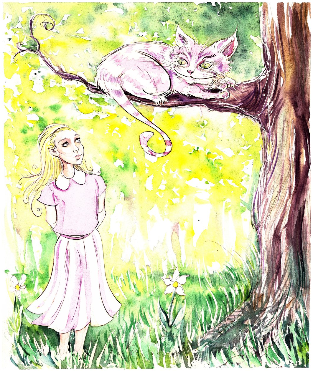 Alice e il Gatto del Cheshire - illustrazione per Le avventure di Alice nel Paese delle Meraviglie di Lewis Carroll (1865), 2005 da Neale Osborne