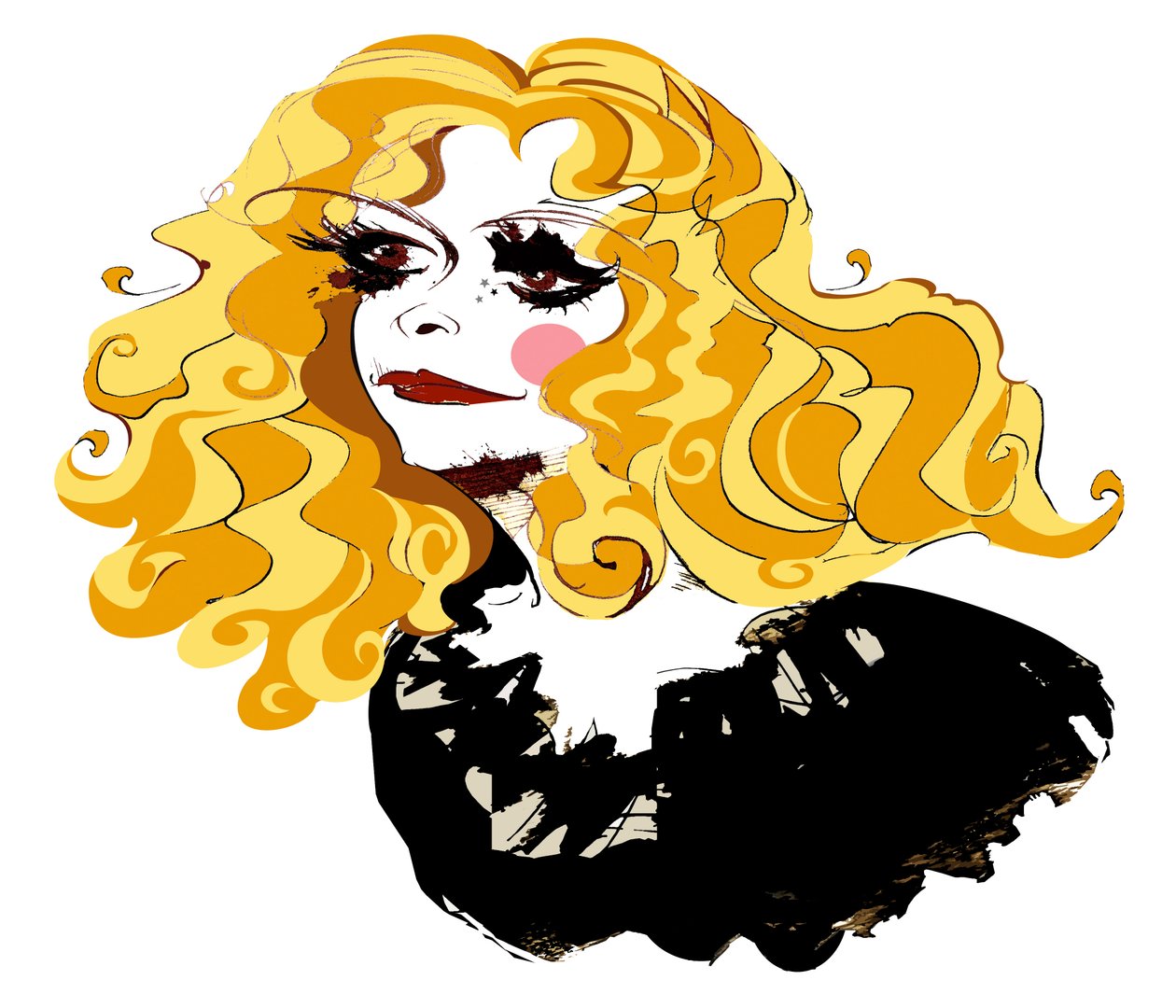 Alison Goldfrapp, cantante pop inglese, caricatura a colori, 2010 da Neale Osborne