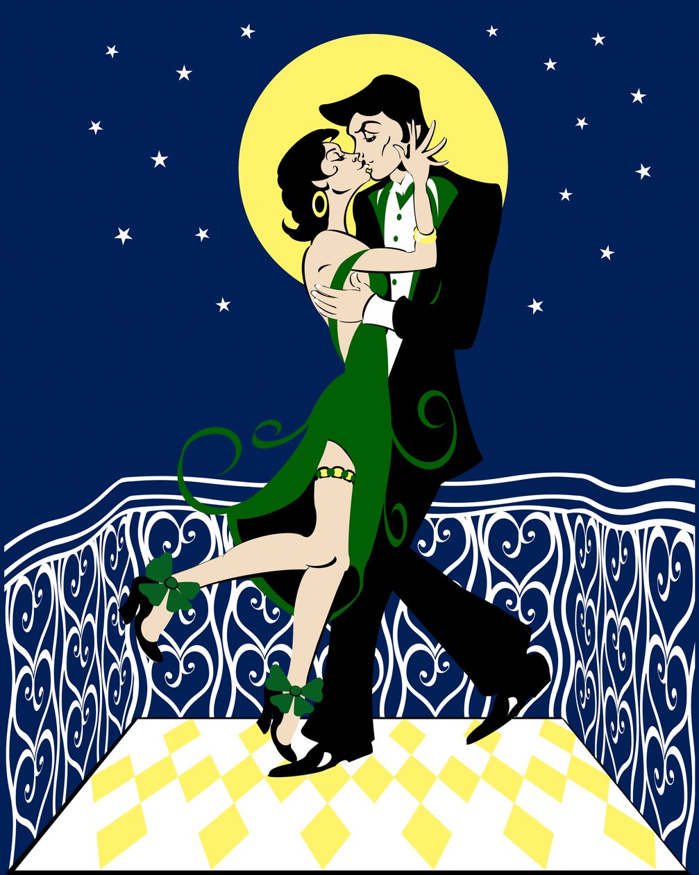 Bacio sul balcone, immagine grafica a colori, 2010 da Neale Osborne