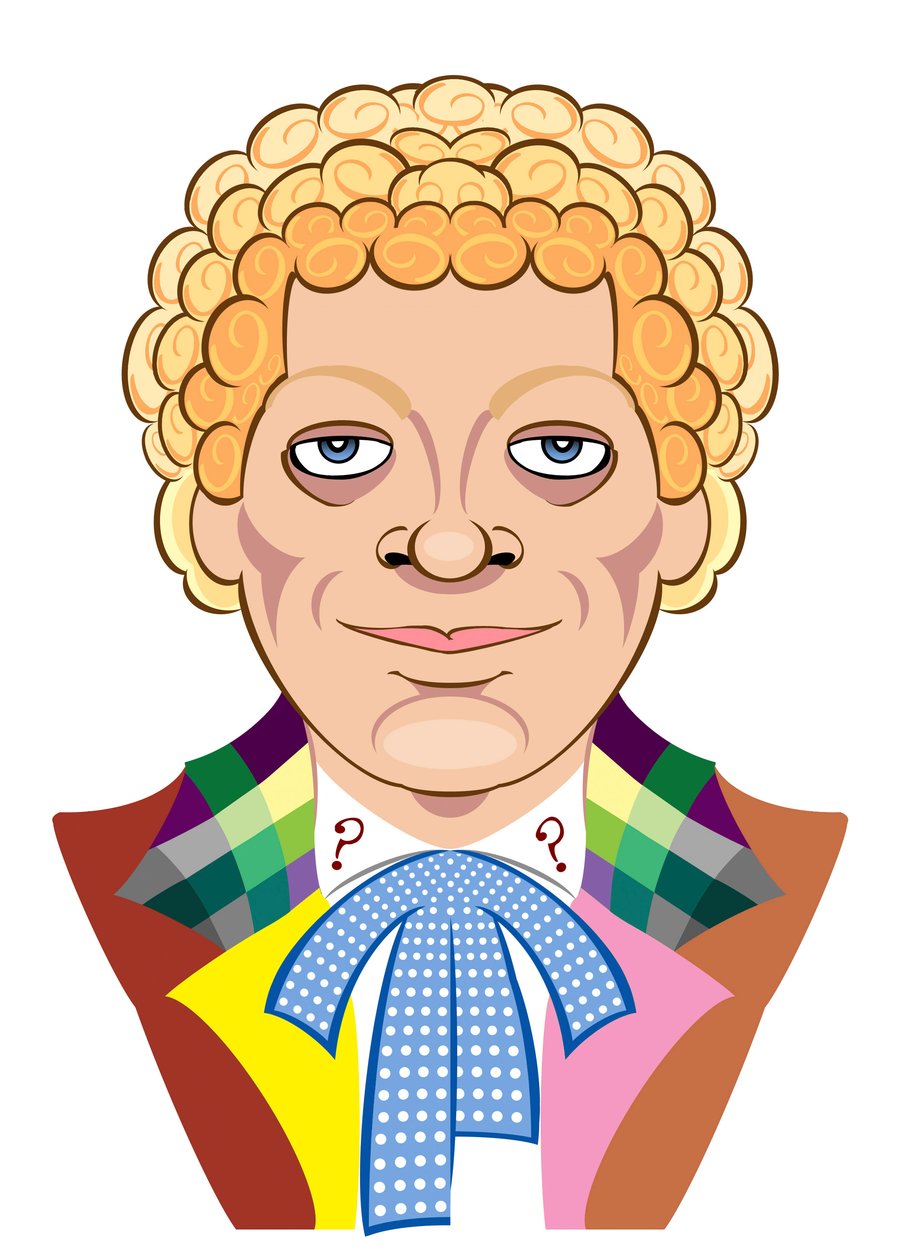Colin Baker come Doctor Who - caricatura da Neale Osborne