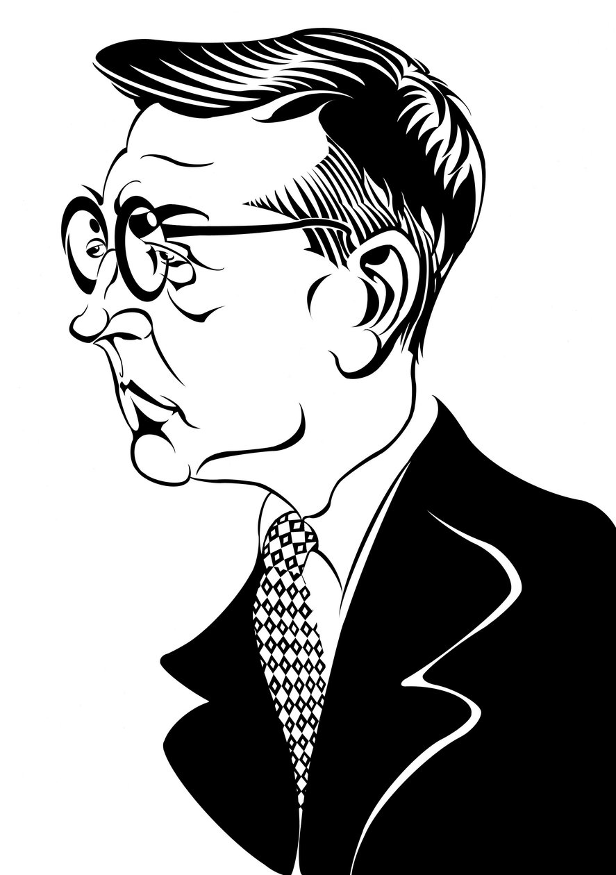 Dmitri Shostakovich - caricatura del compositore russo di profilo da Neale Osborne