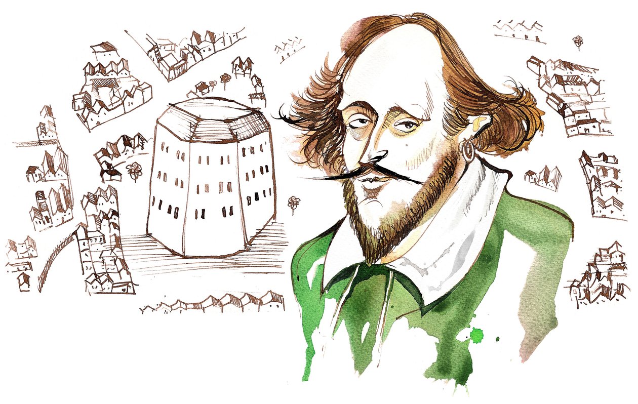 William Shakespeare, drammaturgo e poeta inglese (1564-1616); caricatura da Neale Osborne