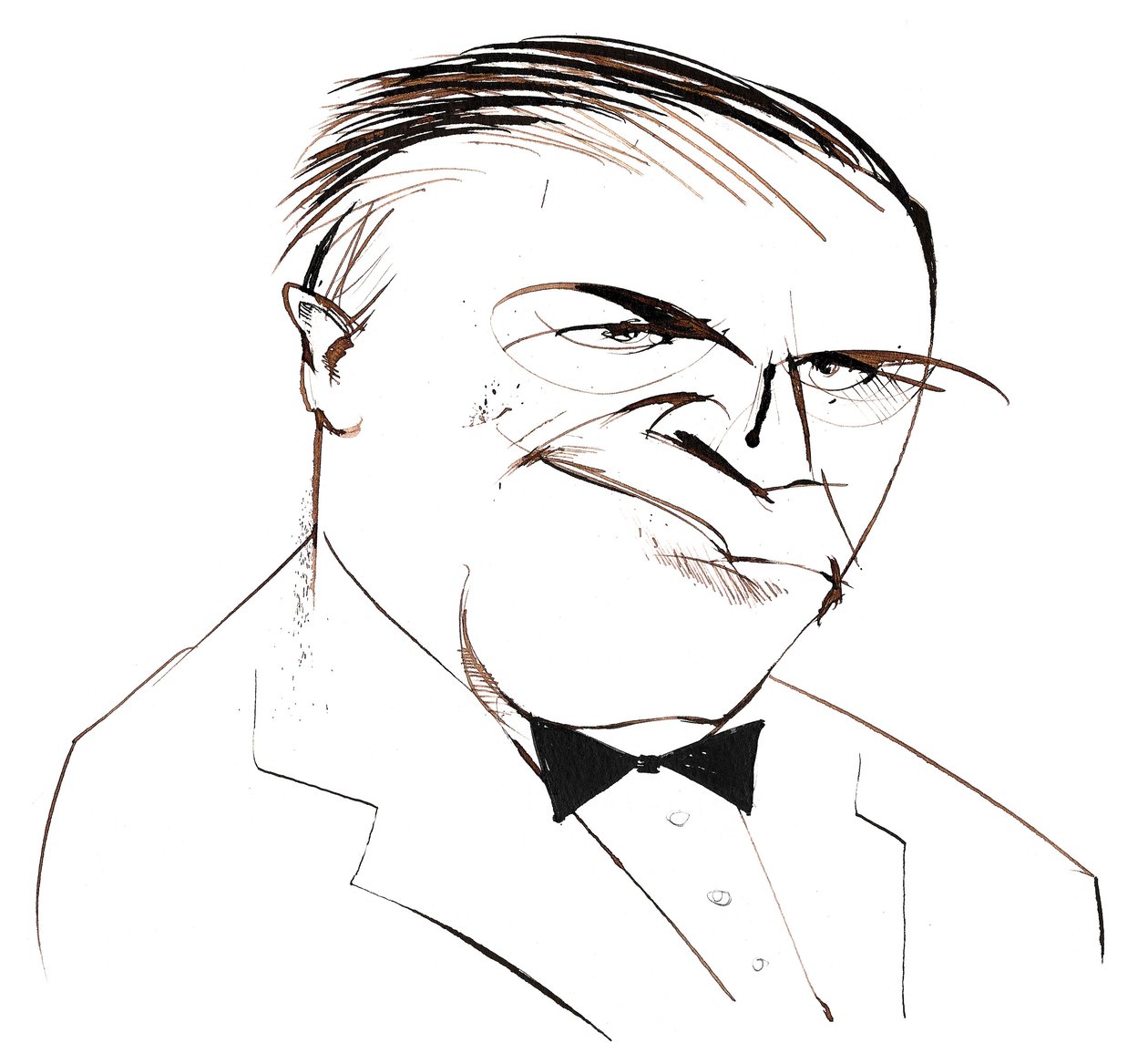 Ferde Grofé (1892 - 1972) compositore, arrangiatore e pianista americano, caricatura da Neale Osborne