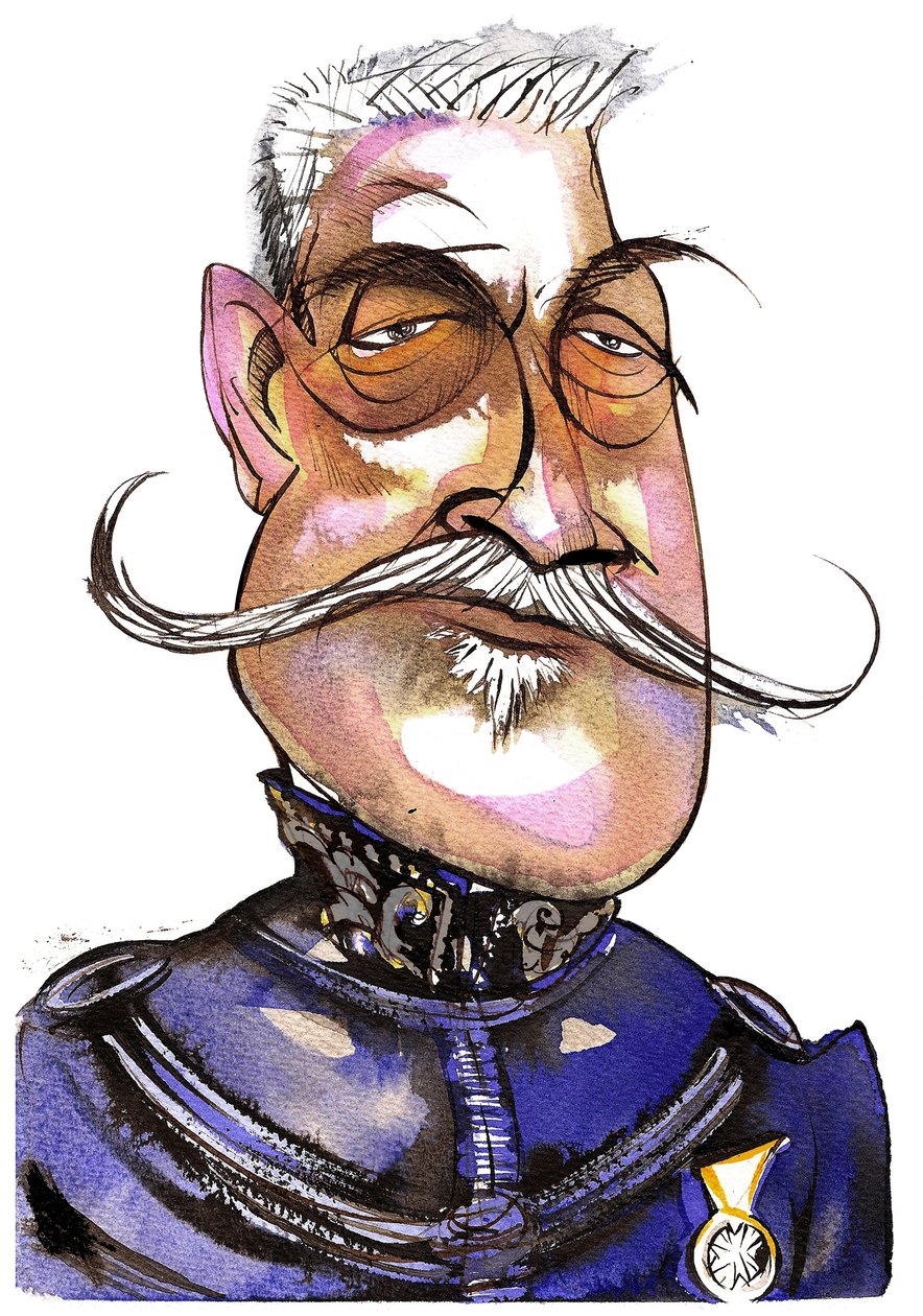 Ferdinand Foch - Maresciallo francese (1851-1929); caricatura a colori da Neale Osborne