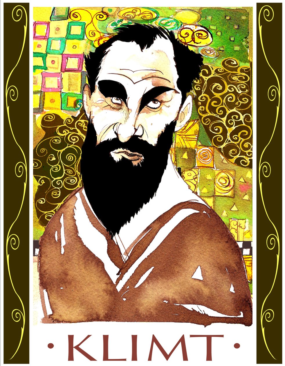 Gustav Klimt - caricatura a colori da Neale Osborne