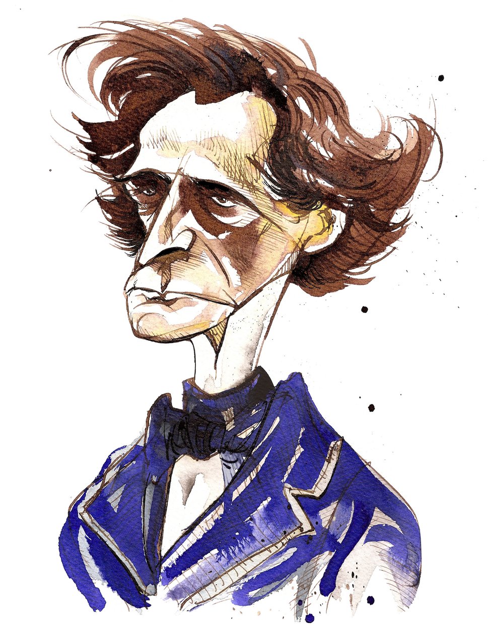 Hector Berlioz (compositore francese, 1803-69) caricatura a colori da Neale Osborne