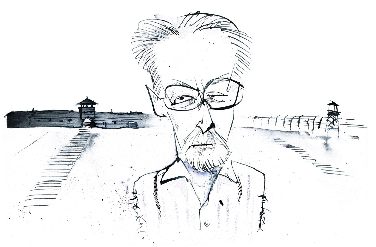 Primo Levi, scrittore, poeta e chimico italiano (1919-87); caricatura da Neale Osborne