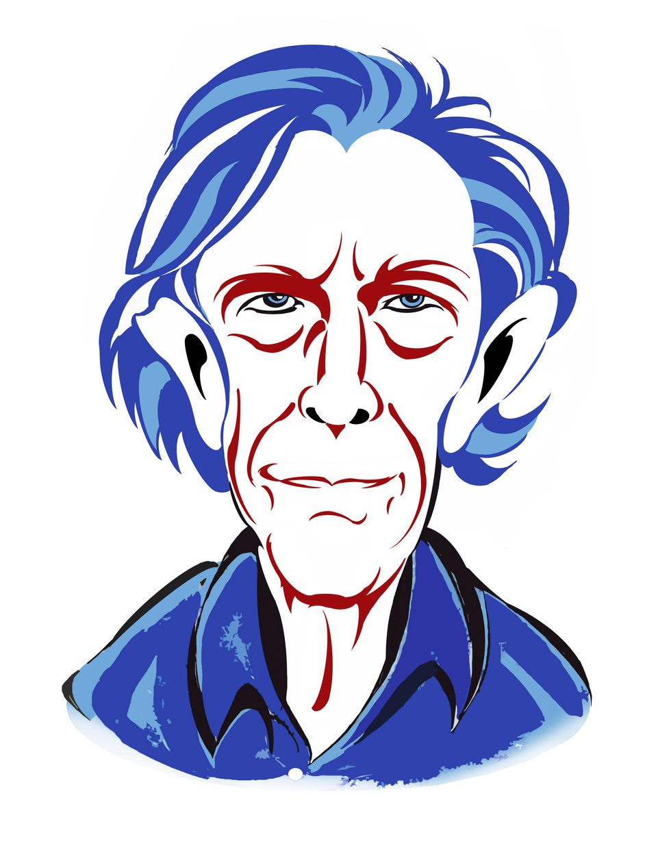 John Cage - caricatura a colori da Neale Osborne