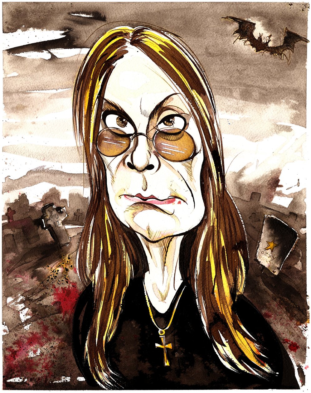 Ozzy Osbourne - caricatura a colori da Neale Osborne