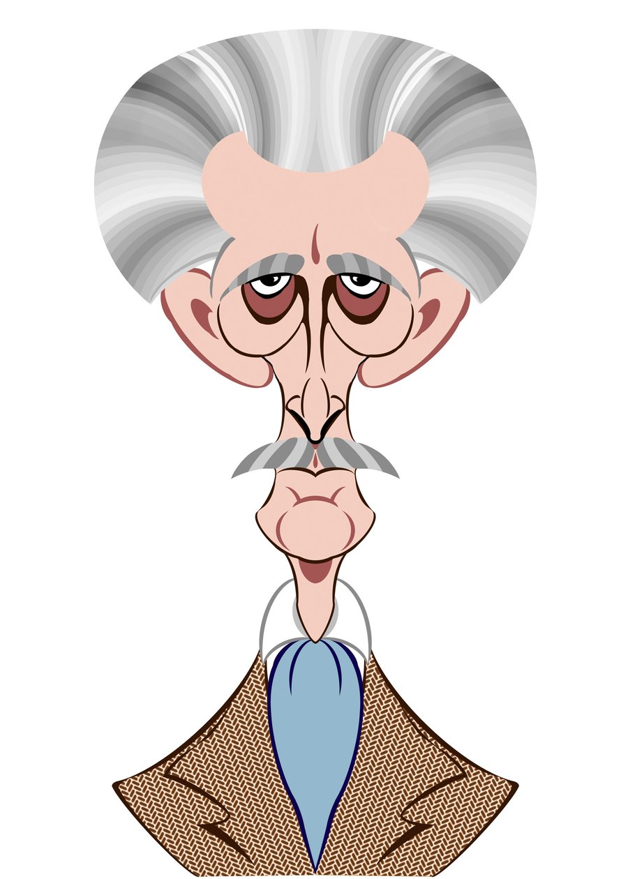 Peter Cushing come Doctor Who - caricatura da Neale Osborne