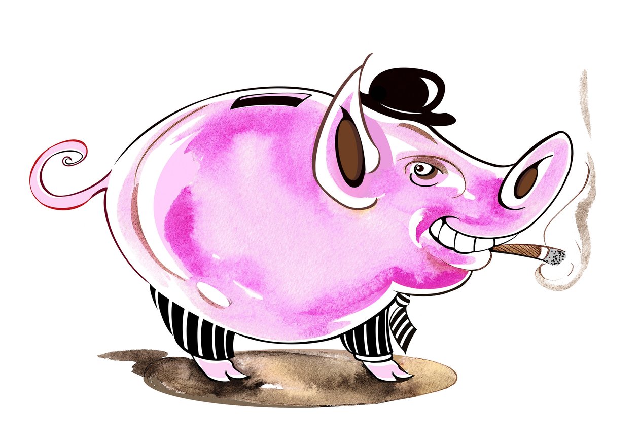 Salvadanaio - illustrazione allegorica della crisi finanziaria da Neale Osborne