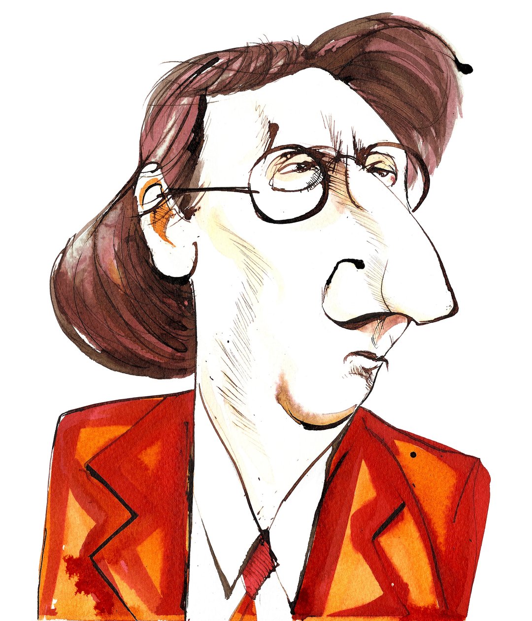Rued Langgaard (1893 - 1952) compositore e organista danese, caricatura da Neale Osborne
