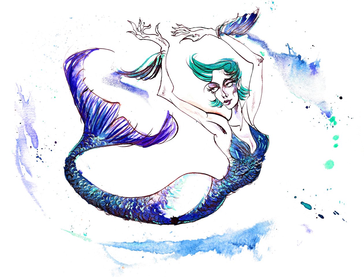 Segni dello Zodiaco: Costume da bagno Pesci da una serie di caricature di moda, uno per ogni segno dello zodiaco da Neale Osborne