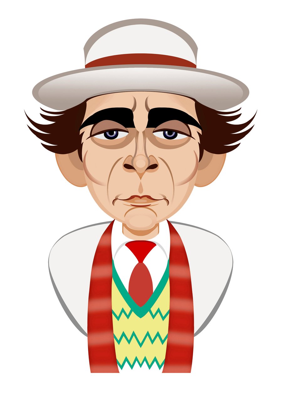 Sylvester McCoy come Doctor Who - caricatura da Neale Osborne