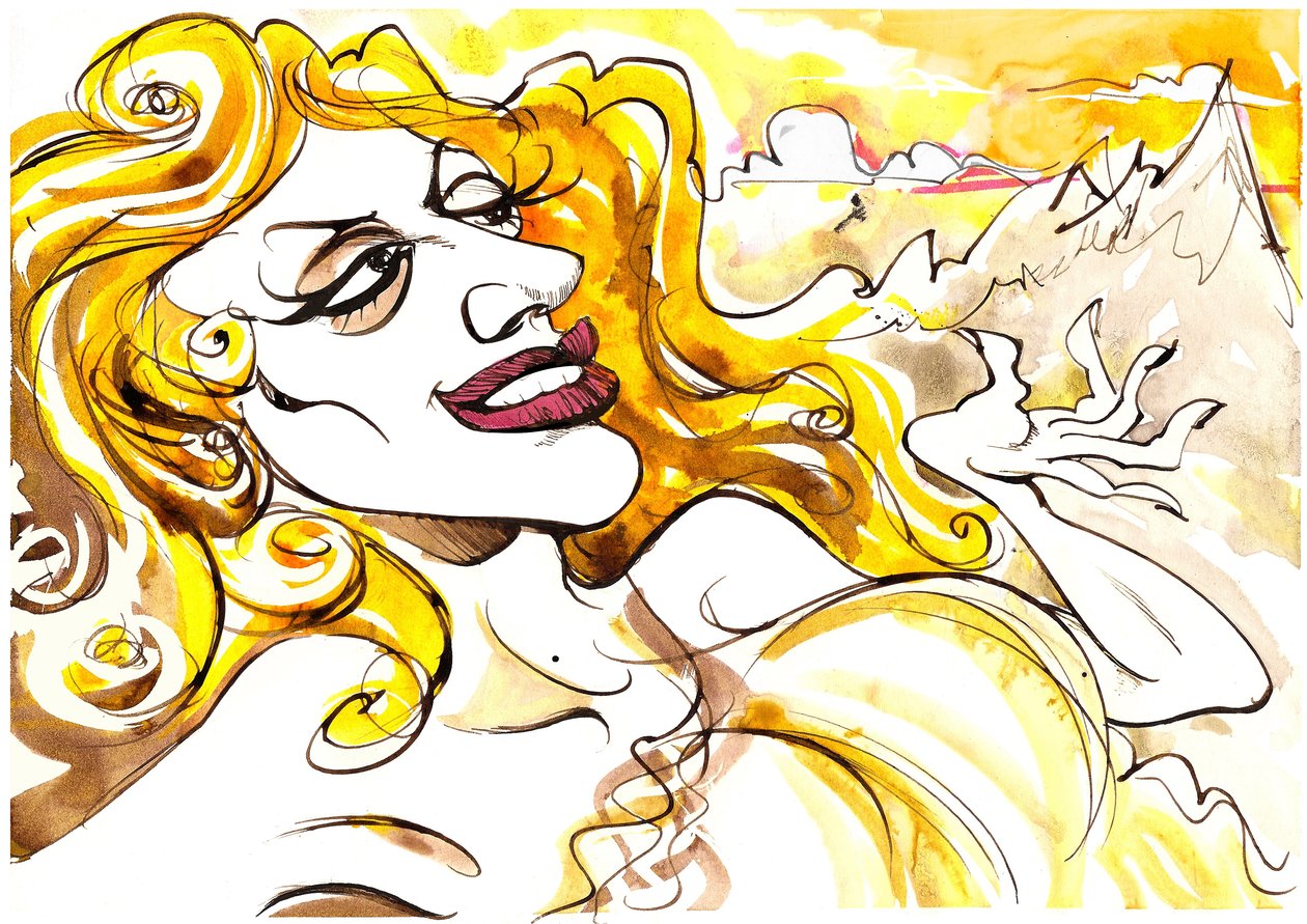 Tatiana Troyanos - caricatura a colori come Venere, dall