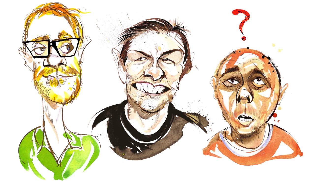 The Ricky Gervais Show con attori comici inglesi: Stephen Merchant, Ricky Gervais e Karl Pilkington da Neale Osborne