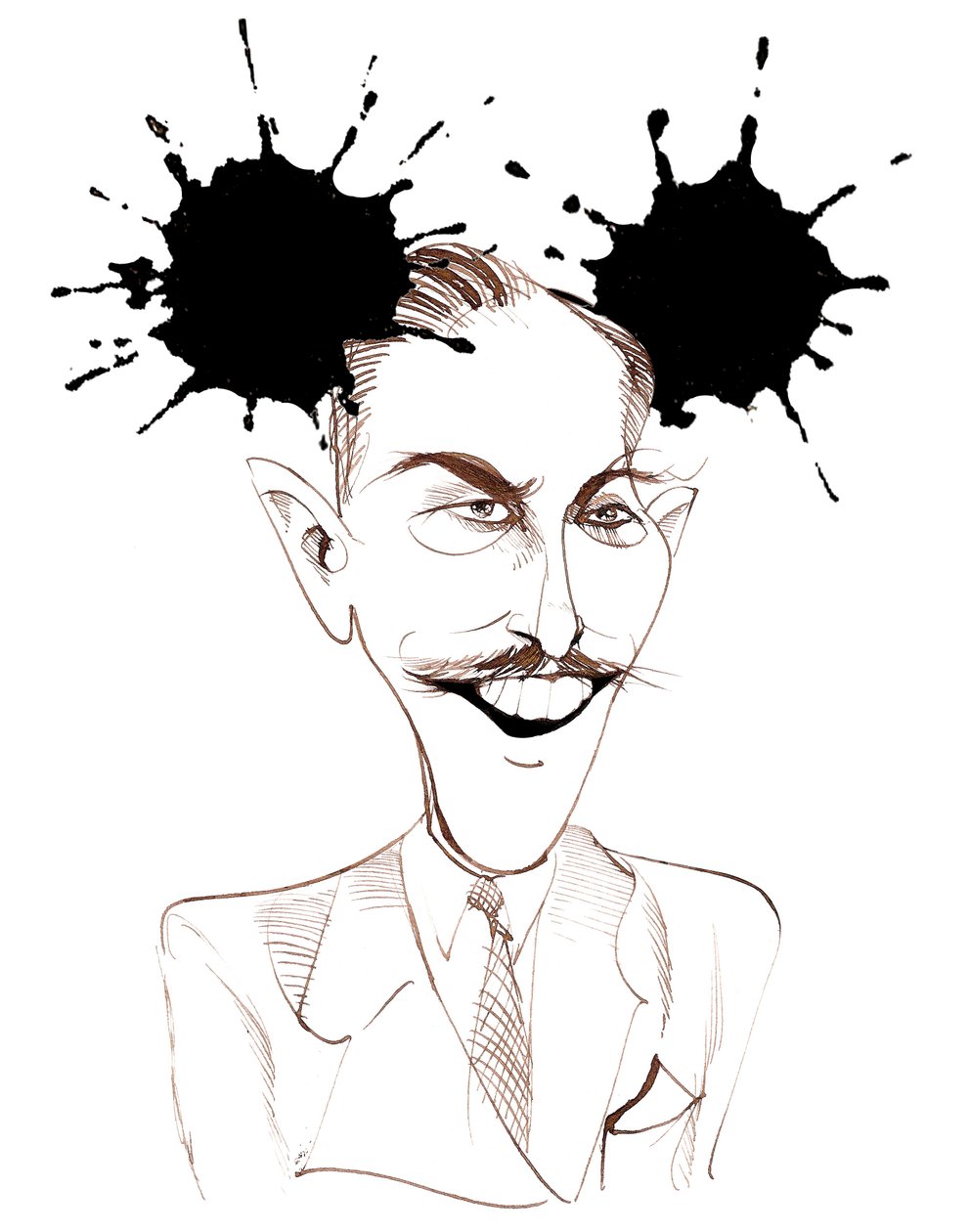 Walt Disney, produttore cinematografico americano, magnate degli affari, fumettista e animatore; caricatura con Topolino da Neale Osborne