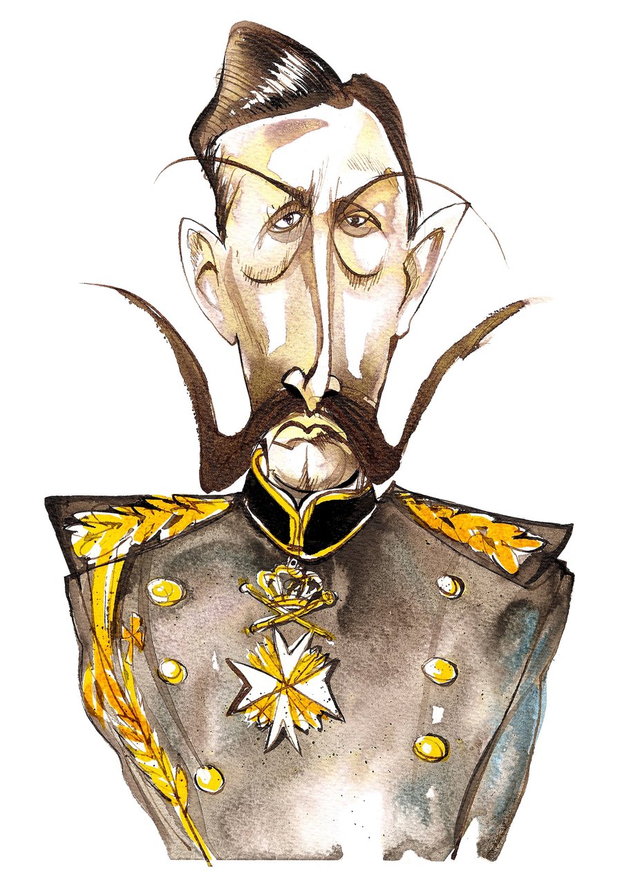Guglielmo II, imperatore di Germania; Re di Prussia (1859-1941); caricatura a colori da Neale Osborne