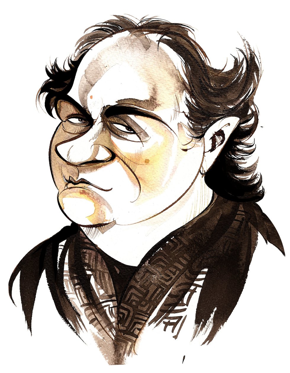 Wolfgang Rihm - caricatura a colori da Neale Osborne
