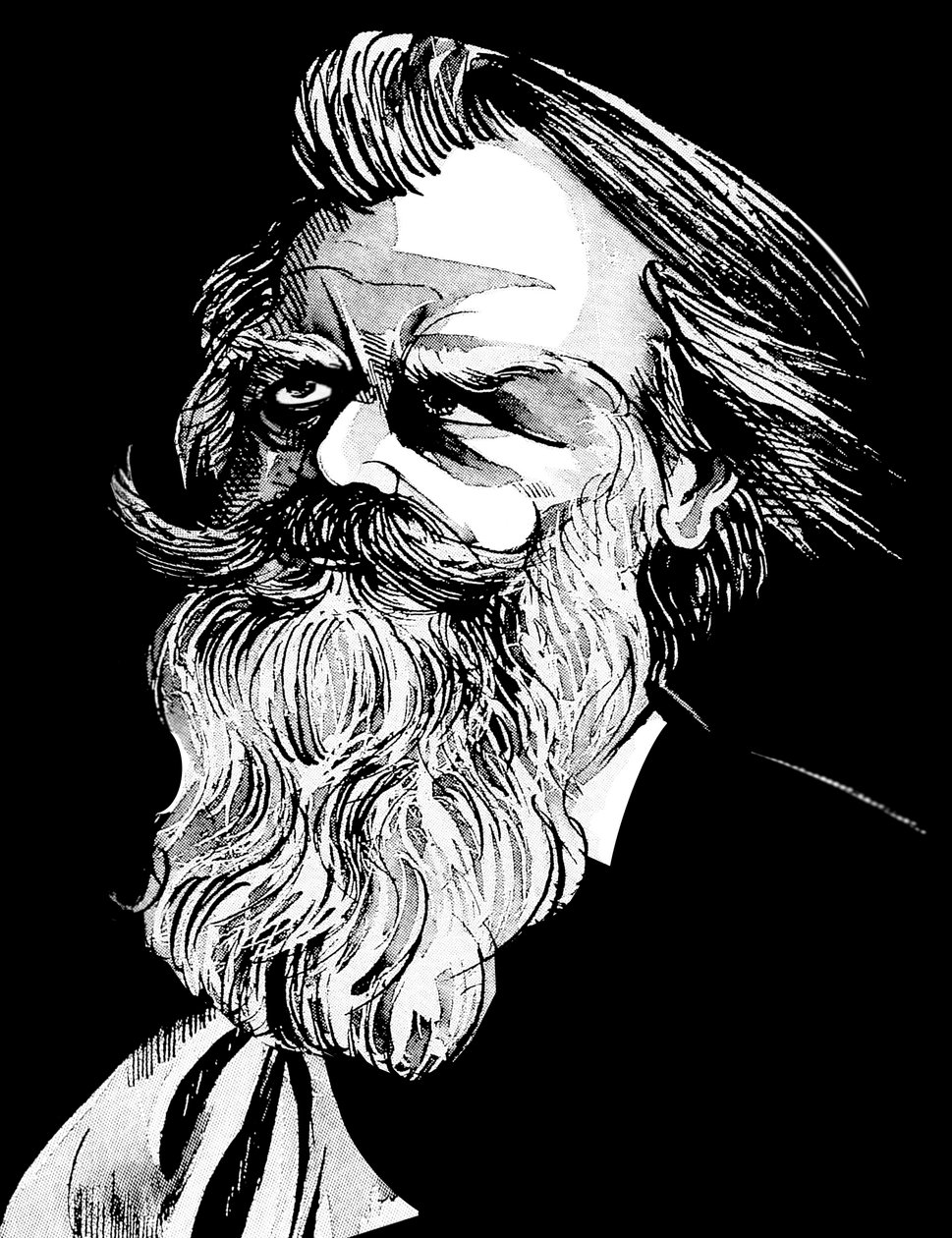 Johannes Brahms, compositore tedesco (1833-97), caricatura in acquerello grigio da Neale Osborne