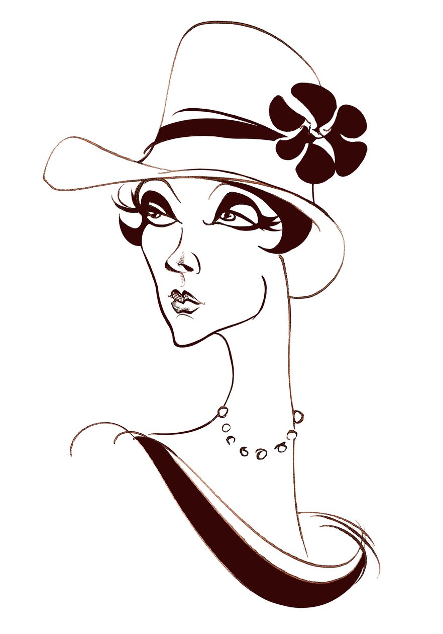 Modella con perle e un cappello alto da Neale Osborne