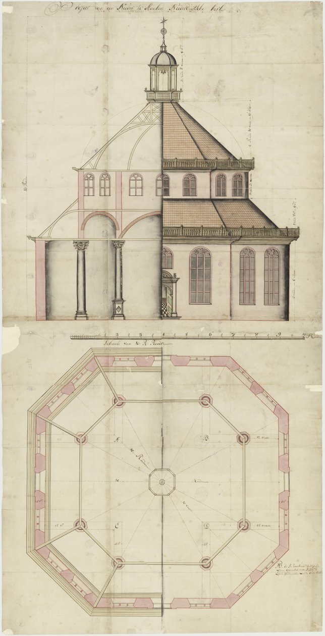 Progetto di costruzione per una chiesa da realizzare a Batavia da Nederlands