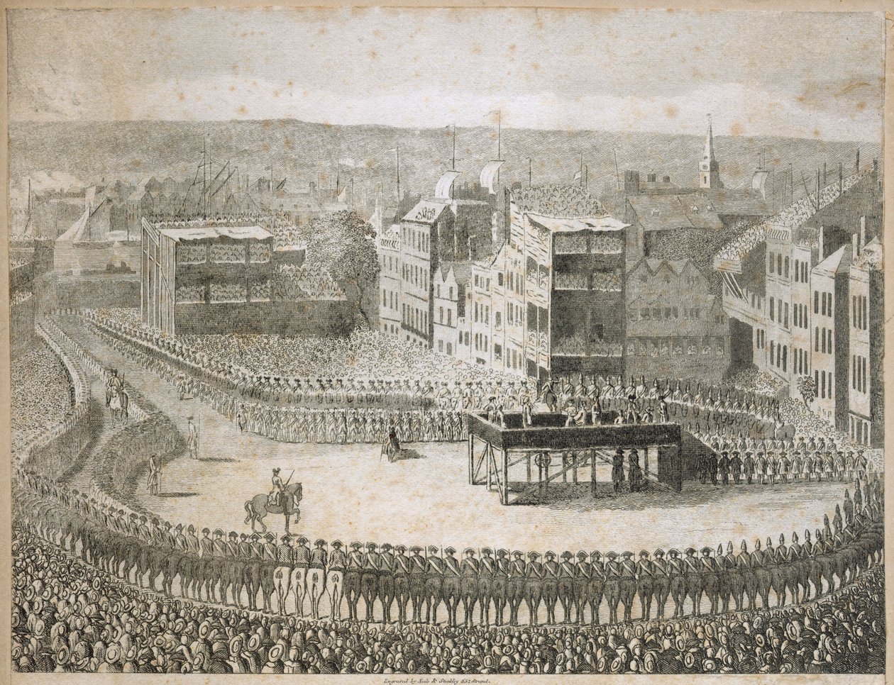 Esecuzione dei ribelli nel 1745, Tower Hill, Londra da Neele and Stockley