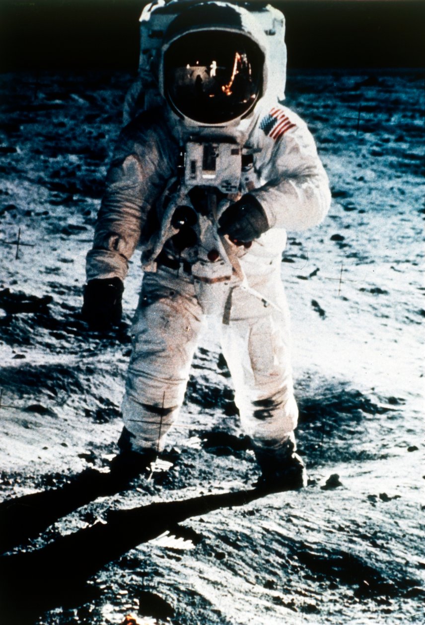 Buzz Aldrin sulla Luna, missione Apollo 11, luglio 1969 da Neil Armstrong