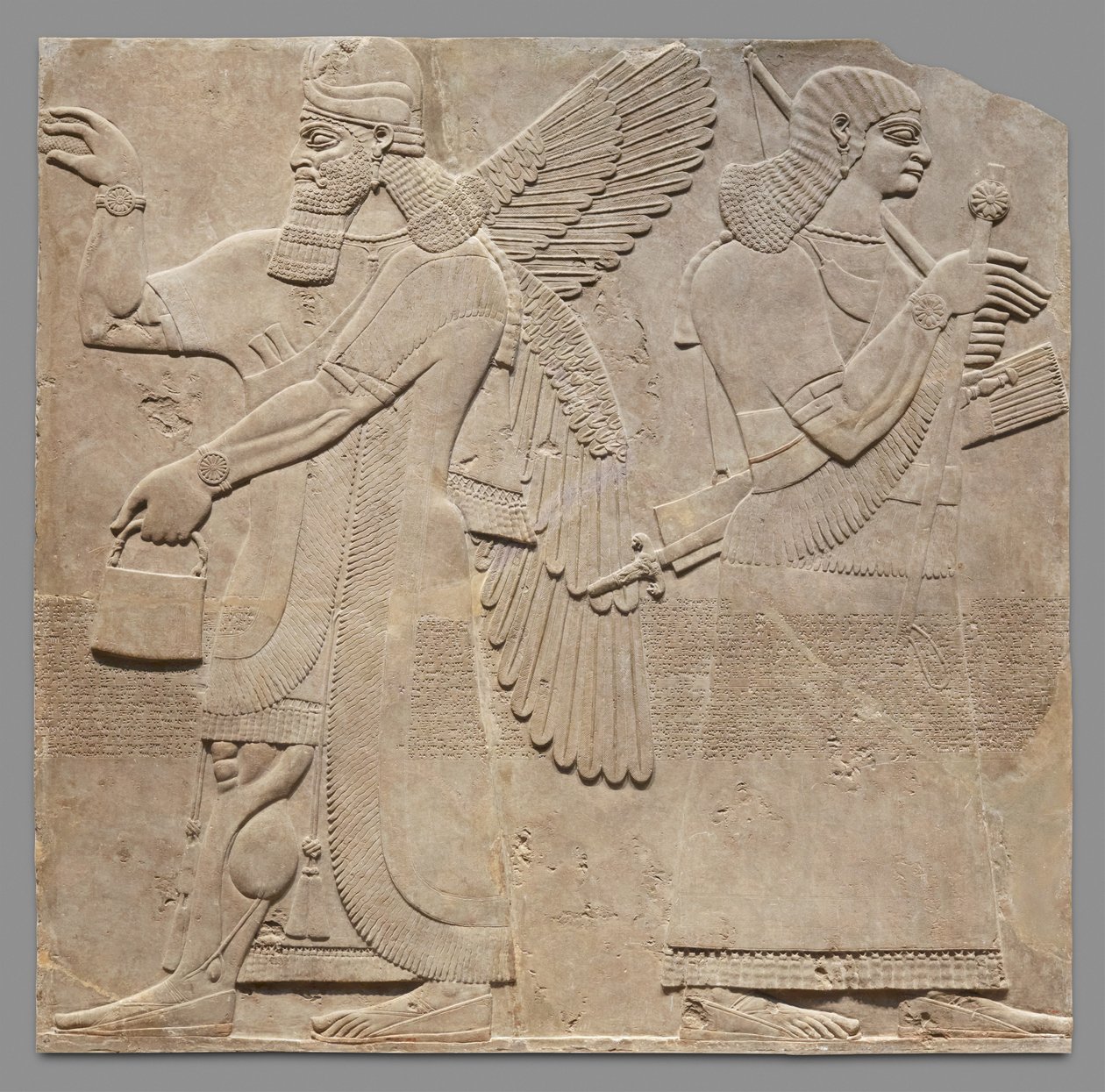 Pannello in rilievo di guardiano ed eunuco, c.883-59 a.C. da Neo Assyrian