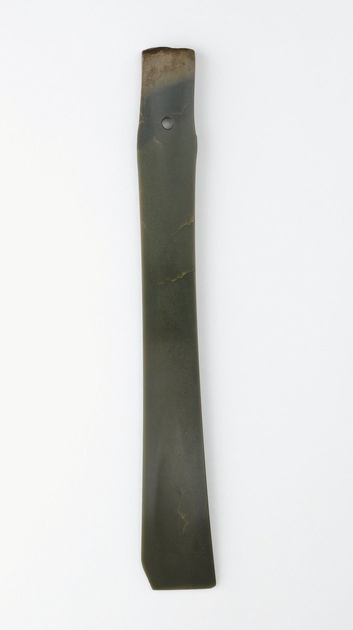 Scalpello biforcuto (zhang) cultura Qijia (nefrite) da Neolithic Period Chinese School
