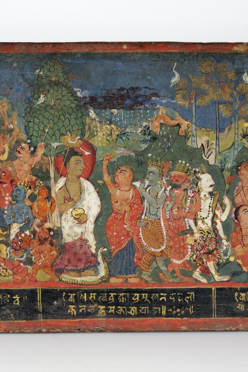 (dettaglio) da una copertina di manoscritto buddhista da Nepalese School