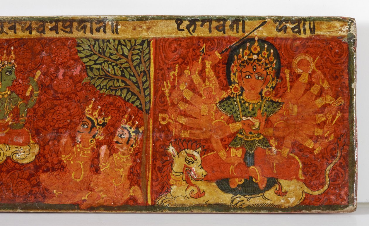 (dettaglio) da una copertina di manoscritto Devimahatmya da Nepalese School