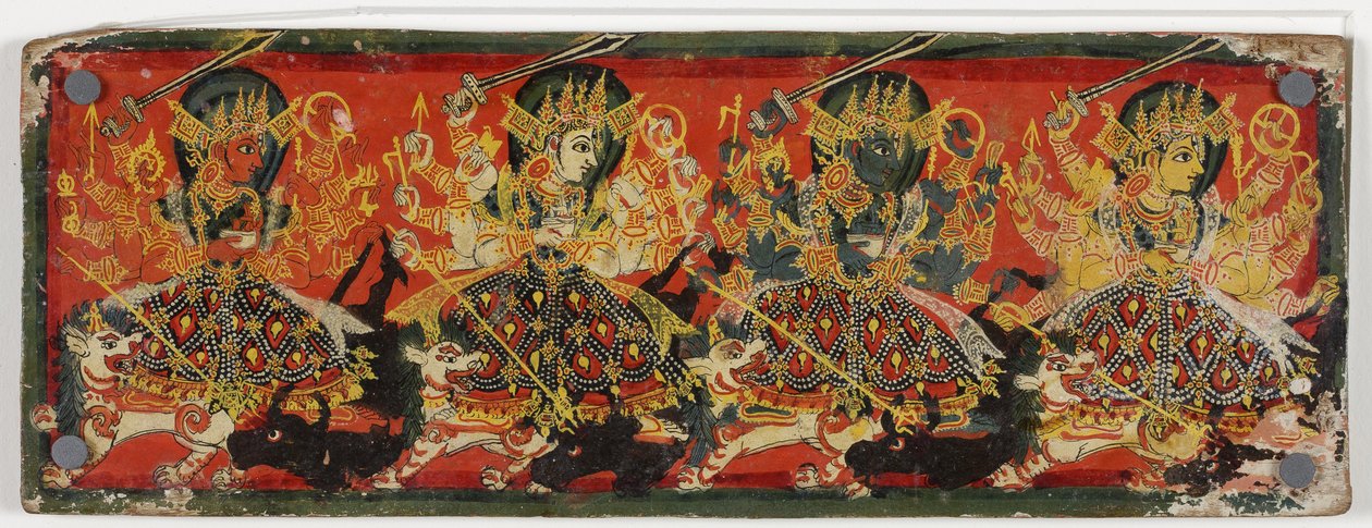 Una delle copertine di un manoscritto che raffigura Devi come le Otto Madri da Nepalese School
