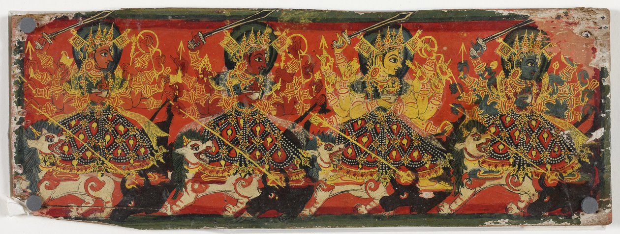 Una delle copertine di un manoscritto che raffigura Devi come le Otto Madri da Nepalese School