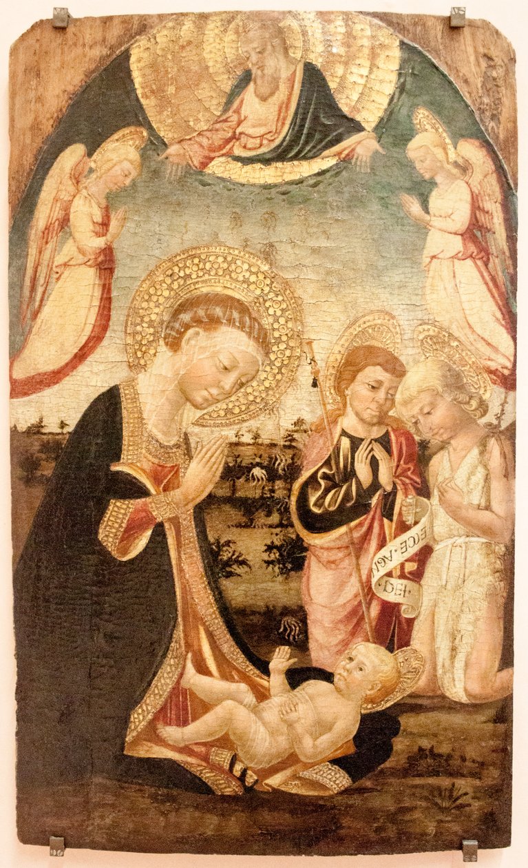 Adorazione del Bambino con la Vergine, san Giovannino, san Giacomo maggiore, angeli e Dio Padre da Neri di Bicci