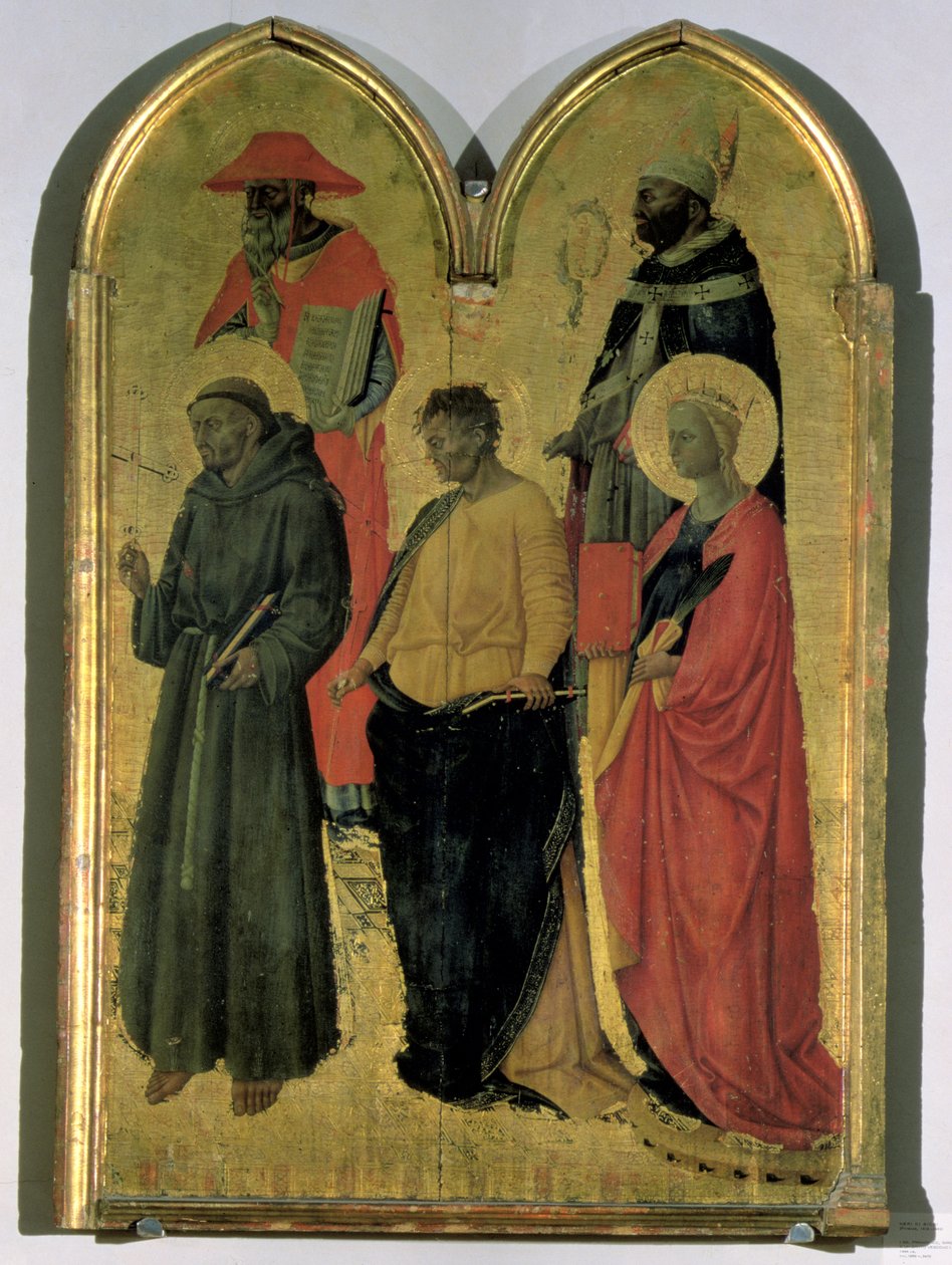 San Francesco, San Girolamo, San Filippo, Santa Caterina e un vescovo santo, c.1444 da Neri di Bicci