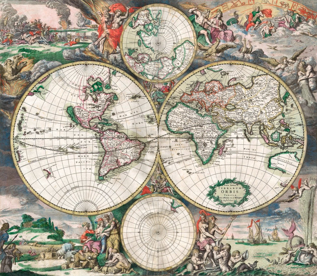Mappa del mondo olandese antica da Netherlandish School