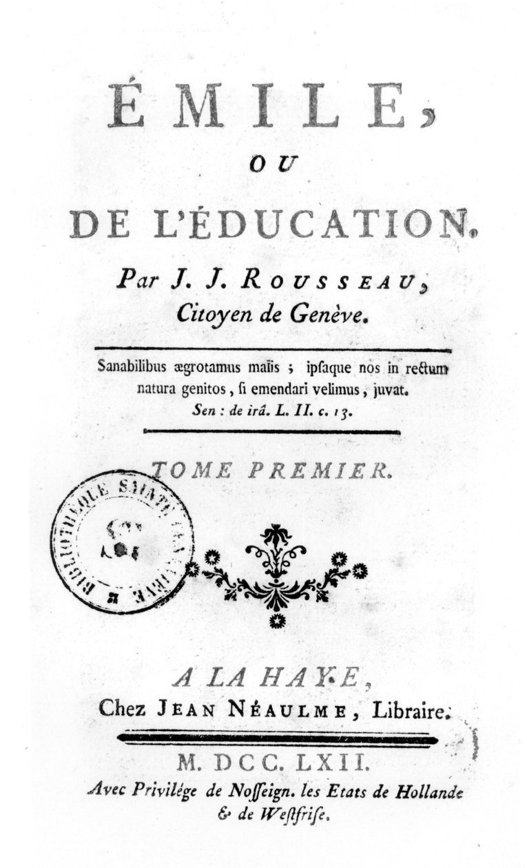 Frontespizio per Emile di Jean-Jacques Rousseau da Netherlandish School