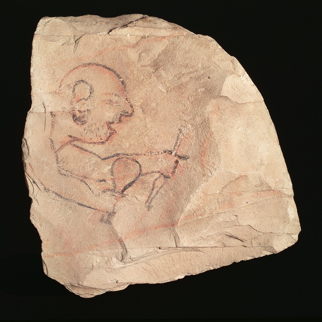 Ostracon raffigurante un muratore non rasato da New Kingdom Egyptian