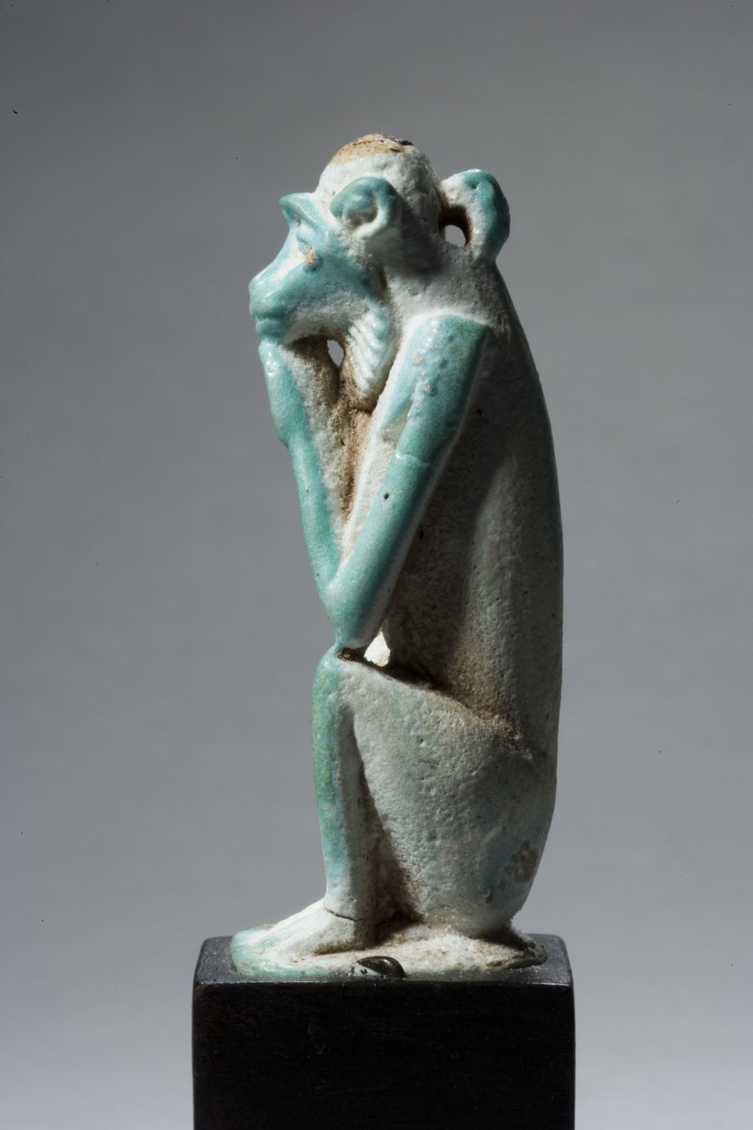 Amuleto di una scimmia, 18ª-19ª Dinastia, 1540-1186 a.C. (faience) da New Kingdom Egyptian