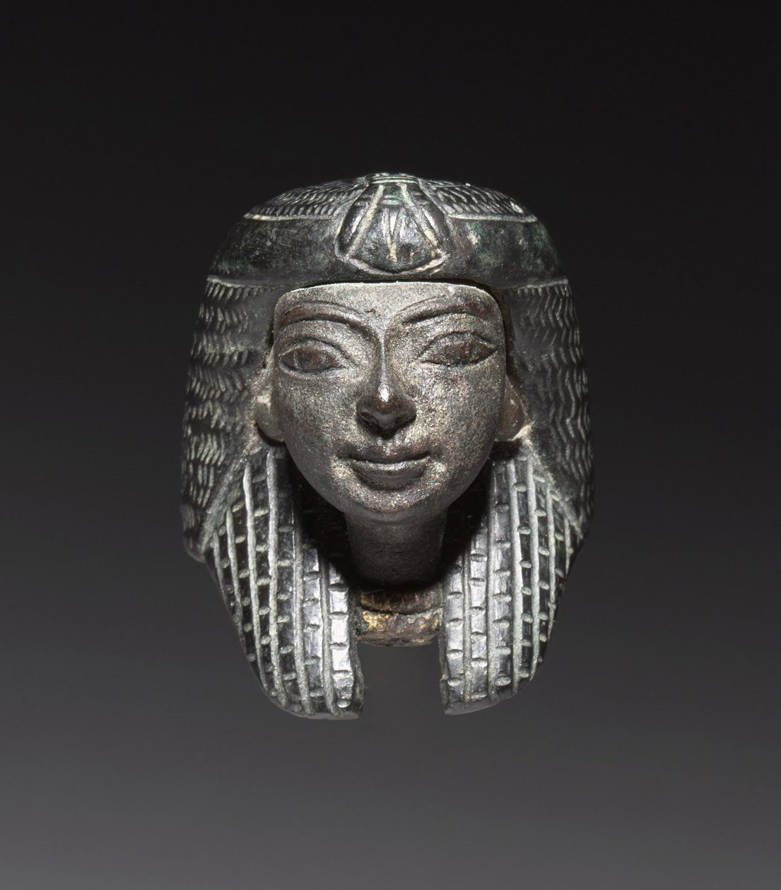 Montatura in bronzo da un "Shawabty Bundle": Testa, tarda XVIII a XIX dinastia, c.1336-1256 a.C. da New Kingdom Egyptian
