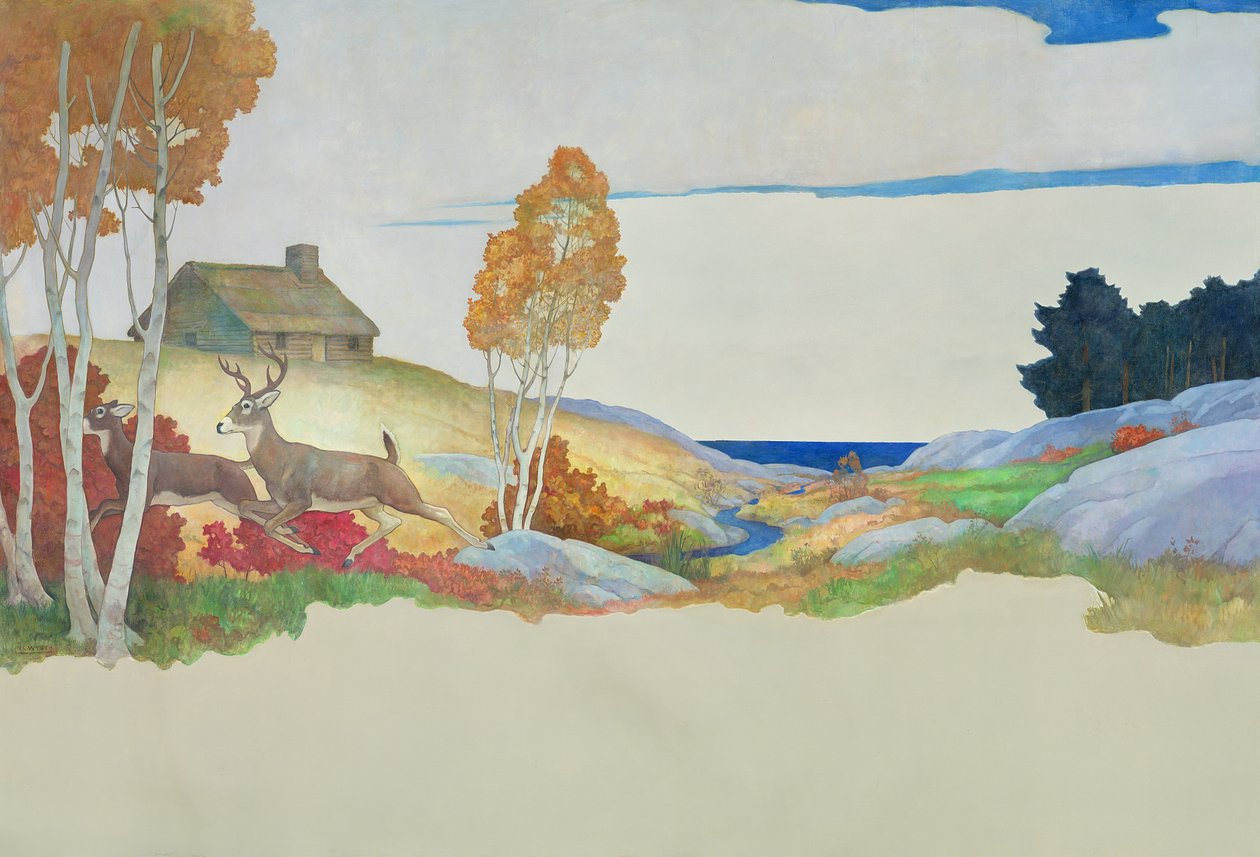 Cervo e ruscello, 1945 da Newell Convers Wyeth