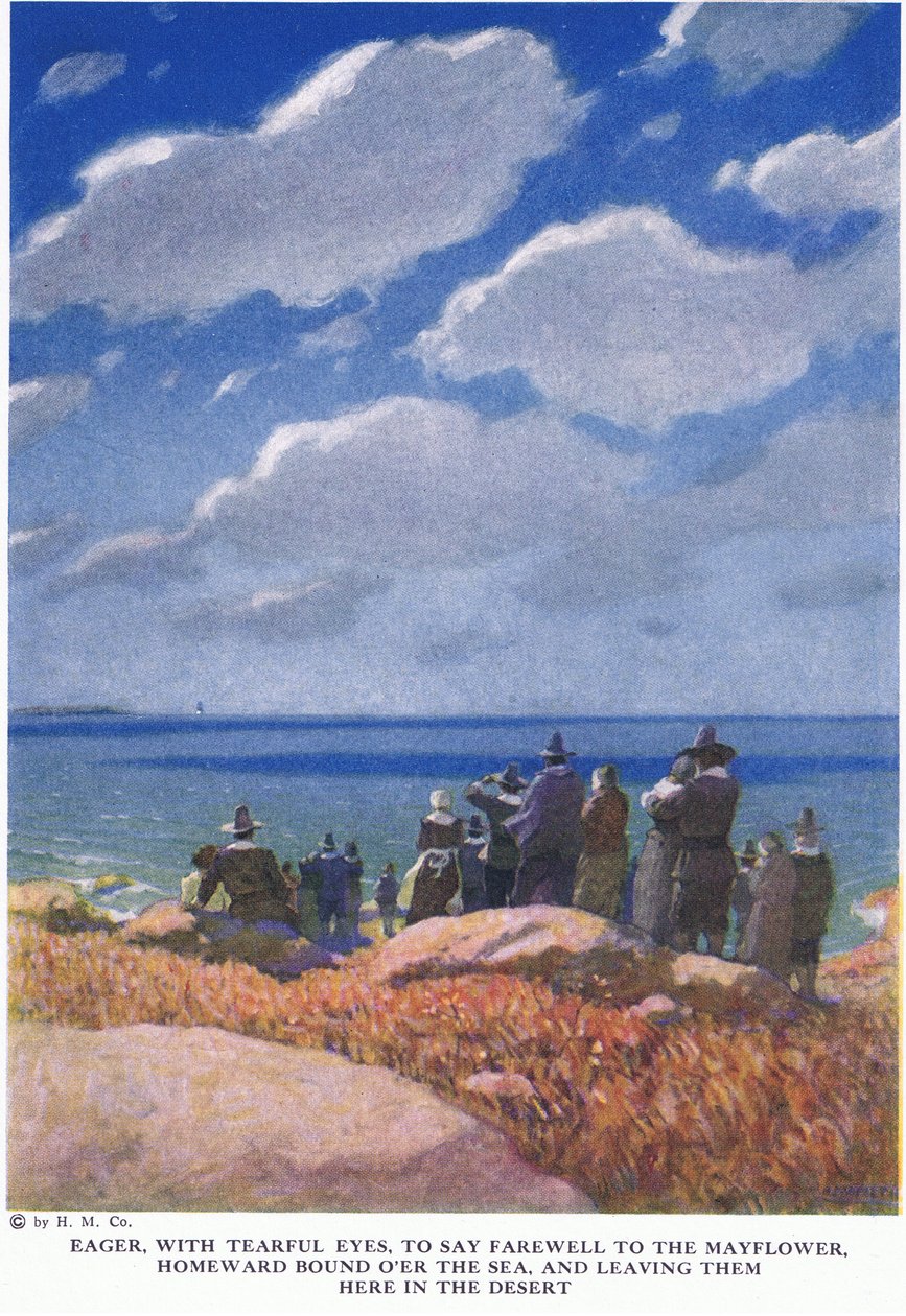 Desiderosi, con occhi lacrimosi, di dire addio alla Mayflower da Newell Convers Wyeth